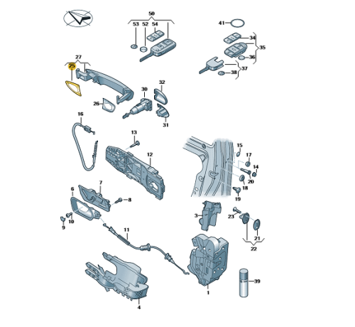 Uszczelka klamki drzwi przednich VW Passat Golf Sharan Scirocco Seat Alhambra