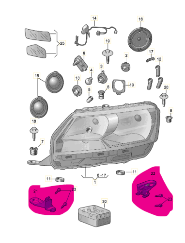 Headlight headlamp repair kit set ears SKODA Rapid 2012-2020
