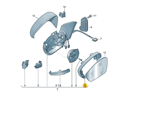 Left mirror frame trim SKODA Karoq Kodiaq VW Tao