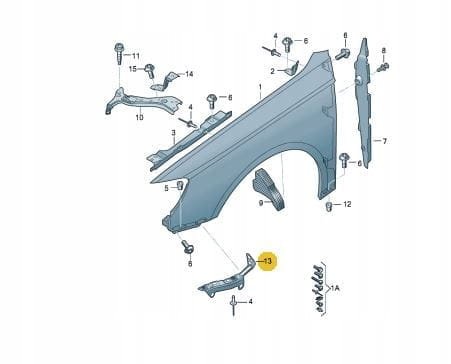 Right Lower fender mount bracket Audi A3 8V 2013-20 8V0821092C