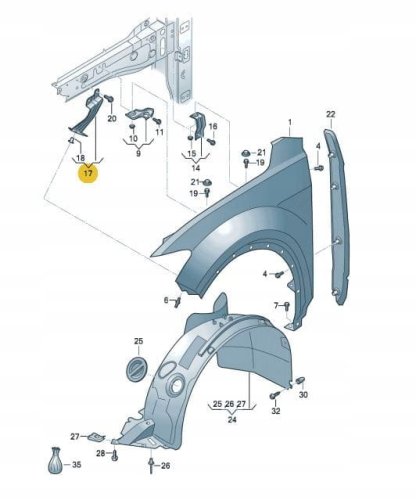 Front right fender mount bracket center VW T-Roc 2018-2024