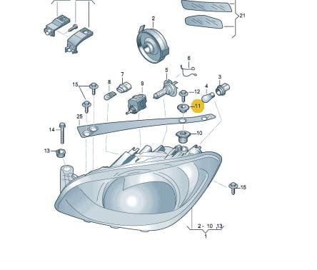 Headlight upper bracket adapter VW SEAT