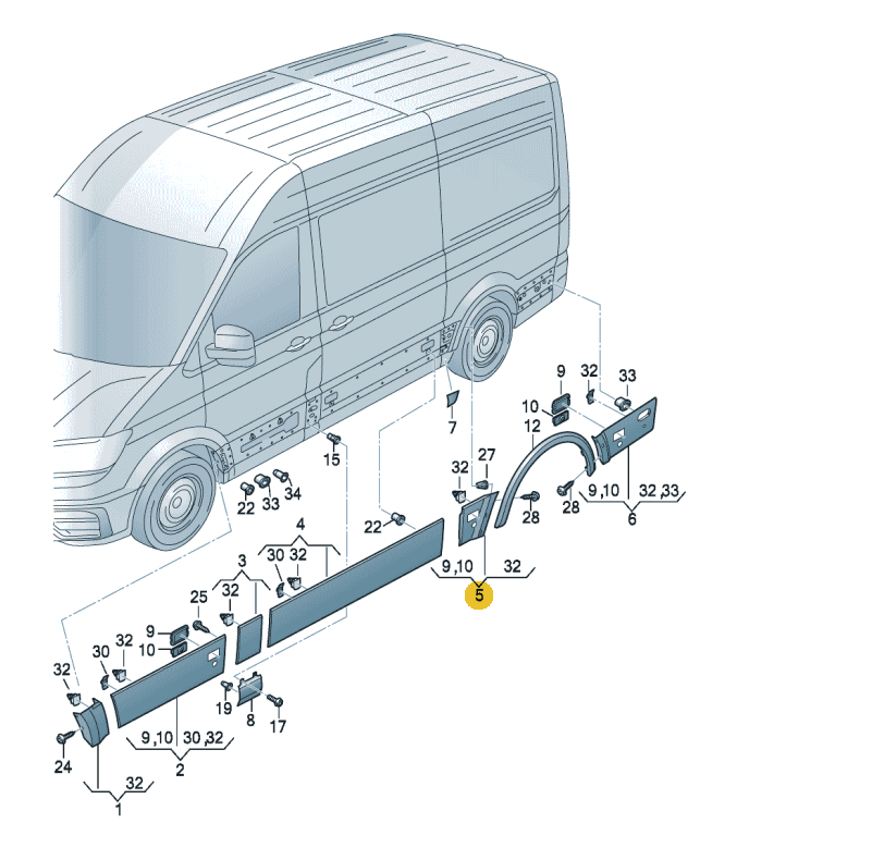 Protection De Seuil Arrière En Aluminium Noir Mat Pour Volkswagen Crafter & MAN TGE 2017-