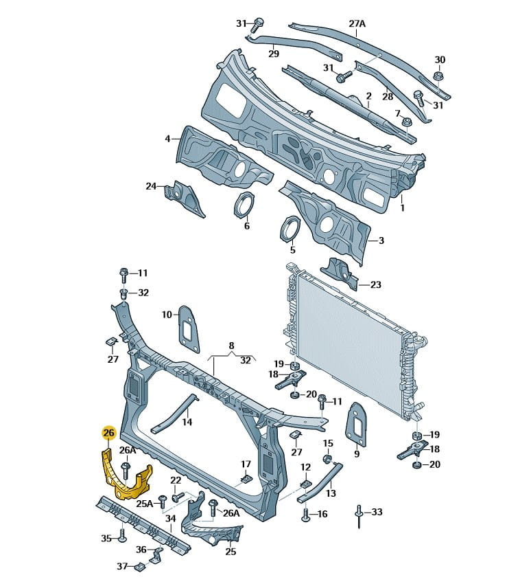 thumbnail interactive-video image 1 of Passenger Side Headlight Mounting Bracket For Jeep Grand Cherokee 2016-2022 - Replaces 68328702AA 1 of 2