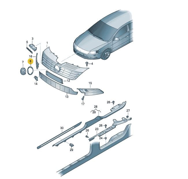 Adapter satinschwarz/chromglanz 3C8853347A RYP